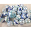 Big Game Toys~25 Glass Marbles Tiger Shark Iridescent White/Purple/Blue Swirl
