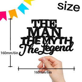 Decoración para tarta con texto en inglés "The Man The Myth The Legend"