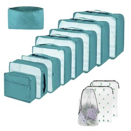 12 PCS Large Packing Cubes for Suitcases Various Sizes Suitcase Organiser Bags Lightweight Waterproof Luggage Organiser Bags (12Pcs Sky Blue)