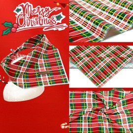 Lionheart glory Christmas Plaid Dog Bandana Dog Kerchief 1 Pack Washable Soft Comfortable Dog Scarf, Square Adjustable Girl or Boy Dog Bandanas for Medium Large Dogs