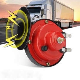 EOHMAK Train Horns Car Horn Car Air Electric Snail Horn 300DB Super Loud Air Horn Waterproof Automotive Accessories Universal for Car Truck Motorcycle Boat (Red, 24V, 1 Pack)