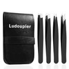 LUDOUPIER [4+1 Pieces] Tweezers Set with Travel Case, Great Precision