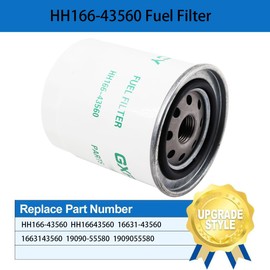 HH166-43560 Fuel Filter Replace 16631-43560 19090-55580 Compatible with Kubota V2203 V3307 Engine SVL75 SVL90 M8540 M8560 M9000 M9540(pack of 2)