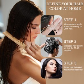 Hair Dye Shampoo, Instant Colour Shampoo to Cover Grey Hair, 3 in 1 Instant Dye Hair Haircare for Men & Women, Natural Plant Extracts, Suitable for All Hair Types (Light Brown)