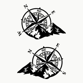 Autodomy Compass Off-Road Sport Trail 4x4 Sticker, Pack of 2, for Car or Motorcycle, Black