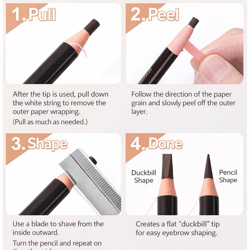 Waterproof Eyebrow Pencil Set, Light Brown, 5 Pencils With Brow