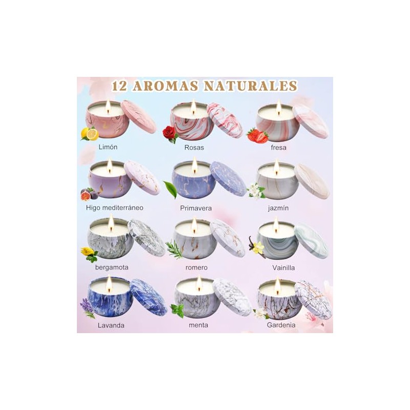 VIDA4U 12 Piezas Velas Aromaticas, Velas Aromticas Decorativas, Velas de