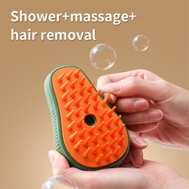 Yisosunrise Cat Steam Brush,Self Cleaning Steam Brush for Cats Dogs, 3 In1 Steamy Brush for Pets Steamer Brush, Pet Brush for Removing Tangled and Loosse Hair (Blackish Green)