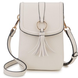 VX VONXURY Small Crossbody Bag for Women, PU Leather Cross Body Cell Phone Purse Designer Shoulder Bag with Adjustable Strap (Beige)