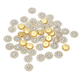 PATIKIL 100 Pcs Sew on Rhinestones Crystals 14mm, 3 Layers Sewing Flower Claw Rhinestones Glass Gems Metal Base for Craft Dress Clothes Belt Decoration, White