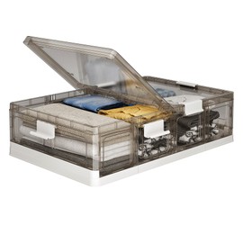 Kitstorack Plastic Under Bed Storage Containers, Underbed Storage with Wheels Foldable and Stackable Under Bed Organizer Moisture and Dust-proof Storage Boxes for Clothes Shoes Toys, 11 Gal - 1 Pack