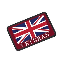 Union Jack Veteran Military Motif Patch – Embroidered British Flag Badge for Veterans, Tactical Gear, Jackets, Backpacks | Velcro Backed for Easy Application (Maroon)