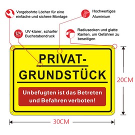 Pack of 2 Private Parking Sign Aluminium Metal 20 x 30 cm (Large) - Parking Prohibited - Private - Clear Sign Set Parking Sign - Parking Signs Private Property - Easy to Assemble (Blue)