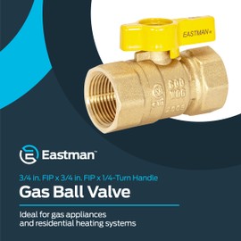 Eastman Straight Gas Brass Ball Valve, 3/4 in FIP x 3/4 in FIP, 1/4-Turn Handle, 60011B
