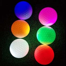 Leuchtende Golfbälle, 6 Stück Golf Übungsbälle, LED Leuchte Golf, Elektronische LED Leuchtgolfbälle für Nachttraining Mit Großer Reichweite und Distanzschüssen (Blaulicht) (Multicolor light)
