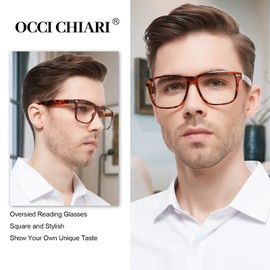 OCCI CHIARI Wide Frame Reading Glasses Men 2.5+ Stylish Big Readers 1.0 1.25 1.5 1.75 2.0 2.25 2.5 2.75 3.0 3.5 4.0 5.0 6.0