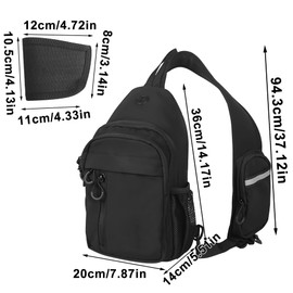 Pvnoocy Tactical Shoulder Bag, Sling Bag with Headphone Hole, Chest Bag, Crossbody Bag with Universal Weapon Case for Outdoor, Cycling, Travel, Hiking, Camping, Men and Women (Black)