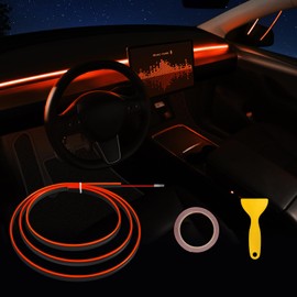 Acrylic Interior Car LED Strip Light with 6mm Sewing Edge - 43.3 inches Ambient Lighting Kits, Neon LED Strip Light(110CM/43.3IN, Amber)