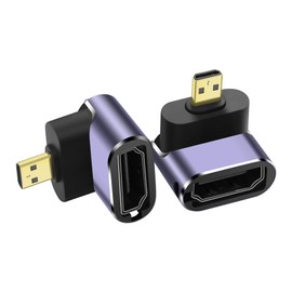 PNGKNYOCN Right Angle 8K Micro HDMI Adapter,2-Pack 90 Degree Micro HDMI Male to HDMI 2.1 Female Bidirectional Connector Converter Support 8K@60Hz HDTV（Up Bend）