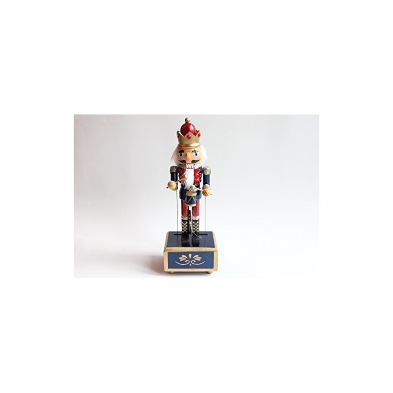 Festive Wooden Nutcracker Music Box 30 cm Blue