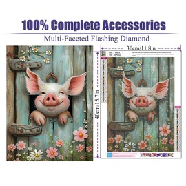 FQOVKYN Pig Diamond Art Painting Kits for Adults-Round Full Drill Diamond Dots Paintings for Beginners, 5D Paint with Diamonds Pictures Gem Art Painting Kits DIY Adult Crafts Diamond Art Project Kits