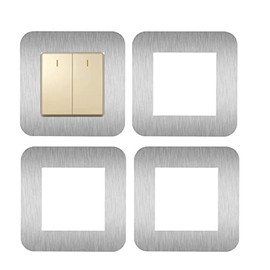 4 Pcs Light Switch Surround Silver, Single Light Switch Surround Socket Switch Sticker Cover, Socket Stickers Decorations for Home, Living Room, Office.