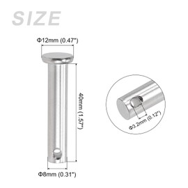 METALLIXITY 10pcs 8mm x 40mm Single Hole Flat Head 304 Stainless Steel Clevis Pin Slip Hook Fastener Pin Hardware Furniture Mounting DIY