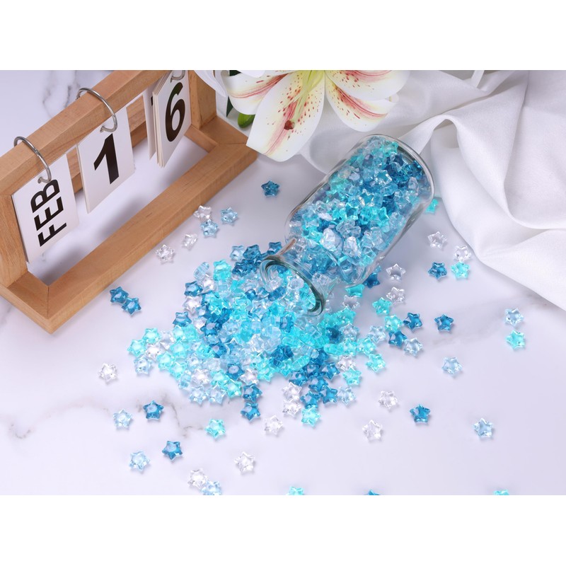 MAIBAOTA 500PCS Blue 3D Star Acrylic Gems