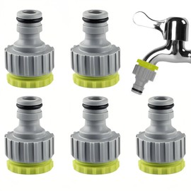 Vidsmow 6 Piece Tap Adapter Set for Garden Hoses, 1/2 Inch and 3/4 Inch Plastic Hose Connectors, Green, 2-in-1 Garden Screw Thread Tap Connector for Quick Garden Watering