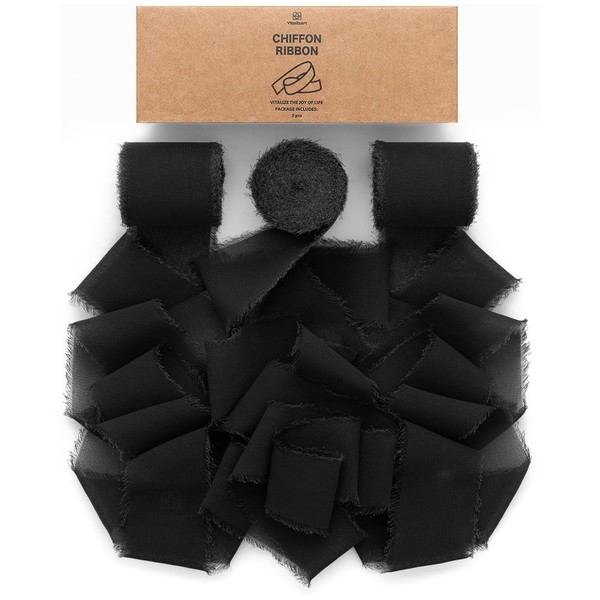 Vitalizart Ribbon Black, 3.8 cm x 19.2 m Gift Ribbon