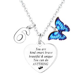 Waeceip Birthday Necklace Happy Birthday Gifts for Women Butterfly Necklace Gifts for Family Inspirational Gifts for Friends (6th)