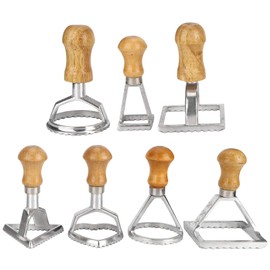 Greensen Ravioli Cutter Ravioli Shape and Cookie Cutter 7 Pieces Ravioli Cutter Stainless Steel Ravioli Stamp Cutter with Wooden Handle Pasta Stamp Cutter Kitchen Attachment