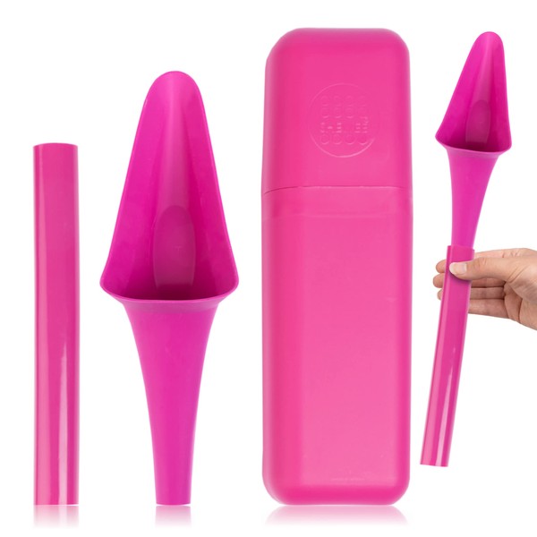 SHEWEE Flexi + Case – Reusable Pee Funnel – A Flexible, Larger Version of The Original Female Urination Device Since 1999! Quickly, Easily & Discreetly, Wee Standing Up. Comes with Pipe & Case – Pink