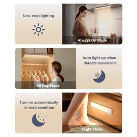 DiDiSky Under Cabinet Lighting, 3200mAh Rechargeable Motion Sensor Light Indoor, LED Motion Activated Under Cabinet Lights, Wireless Closet Lights Battery Operated Lights for Kitchen (2pack)