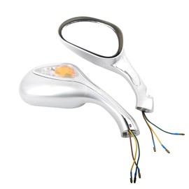 MMokuo Scooter LED Rearview Mirrors Convex HD Glass with Mounting Screws Fit for Jonway Silver 8mm for 50cc 125cc 150cc 250cc Moped Motorcycle