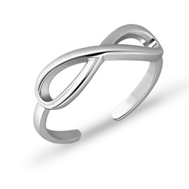SEA OF ICE Sterling Silver Polished Finish Infinity Adjustable Toe Ring for women, Summer Beach Jewelry