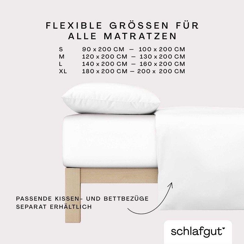Schlafgut Casual Fitted Sheet, 90 x 190 cm to 100