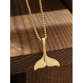 HAQUIL Nautical Anchor Whale Tail Pendant Necklace Vintage Navy Ocean Jewelry Gift for Men and Women, Stainless Steel, No Gemstone