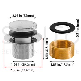 SENTO Chrome Tip-Toe BathTub Drain Trim Set Assembly Stopper Kit, Fit both 1-1/2 Inch or 1-5/8 Inch Strainer and Stopper, Heavy Duty Metal with Matching Screws, Easy Installation, Polished Chrome