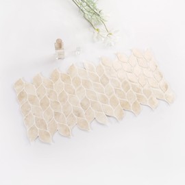 Tilingview 10 Pcs Leaf Design Peel and Stick for Kitchen Backsplash, Premium Self-Adhesive Tiles Wall Stickers (Yellow)