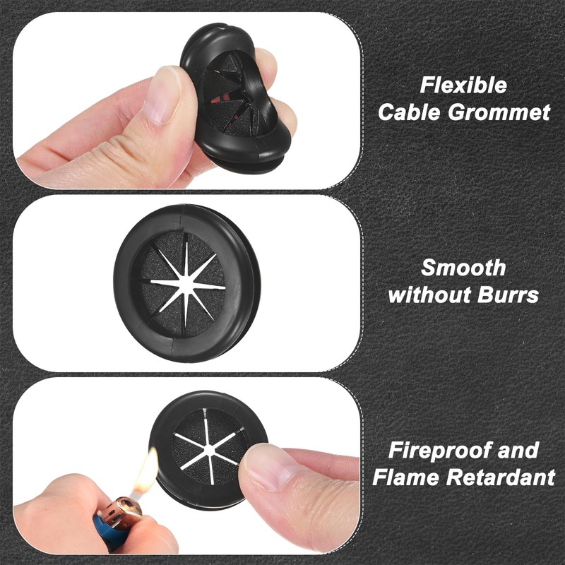 M METERXITY 6-Pack Rubber Grommets for Wiring 27mm Desk Grommet