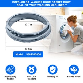 Upgraded 5304505004 Compatible with Electrolux Washer Door Boot Seal EFLS517SIW0 EFLS617SIW0 EFLS617STT0 EFLS627UTT1 ELFW7637AW1 EFLS527UIW1 for Frigidaire Washer Door Gasket 5304516744 5304505239