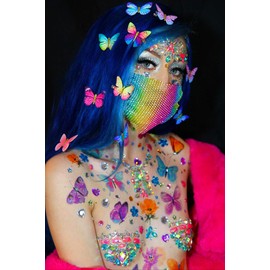 Neva Nude Orange Butterfly Kisses Large Temporary Tattoo Pack | Body Tattoo Decoration for Festivals, Raves, and More