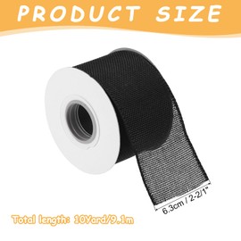QUARKZMAN Burlap Ribbon Fabric Wired Edge Ribbons Black 2-1/2 Inch x 10 Yard Wired Ribbon for Gift Wrapping, Bow, Wreath, Christmas Tree, Flower Bouquet, With Roller