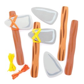 Baker Ross FE452 Stone Age Axe Kits - Pack of 4, Toy Axe for Kids to Design and Decorate, Make Your Own Kits, Foam Play Set for Children