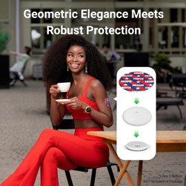 Kovoq - Freestyle Libre 3 Sensor Covers, 16 Printed Waterproof Libre 3 Covers, 1 Hardshell Cover for Enhanced Safeguard, Breathable, 14 Days Protection with Style (Patriot Collection)