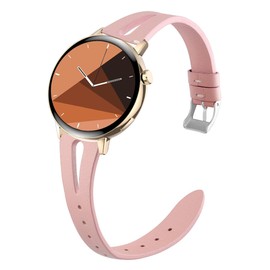 I39H Smartwatch Band,Compatible with HXQHSTBG Smartwatch Bands,Lamshaw Slim Vintage Leather Strap Replacement Compatible for HXQHSTBG I39H/Iaret I39H/Erkwei I39H Smartwatch-1.32 Inches (Pink)