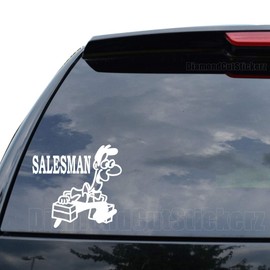 DiamondCutStickerz Salesman Decal Sticker Car Truck Motorcycle Window Bumper Laptop Wall Decor - Size (22 inch / 56 cm Wide) - Color (Matte Black)