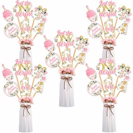 Flower First Birthday Decorations for Girl - 24PCS Pink Floral Birthday Centerpieces for Isn't She Lovely Isn't She Onederful Little Miss Onederful Baby Girl 1st Birthday Party Decorations