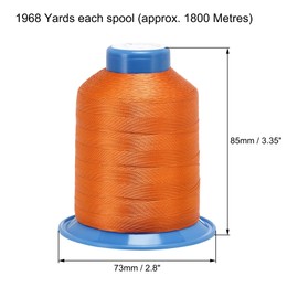 sourcing map Bonded Polyester Sewing Threads Extra Strong 1968 Yards 150D/0.25mm UV Resistant Thread for Manual and Machine Sews (Orange, 2pcs)